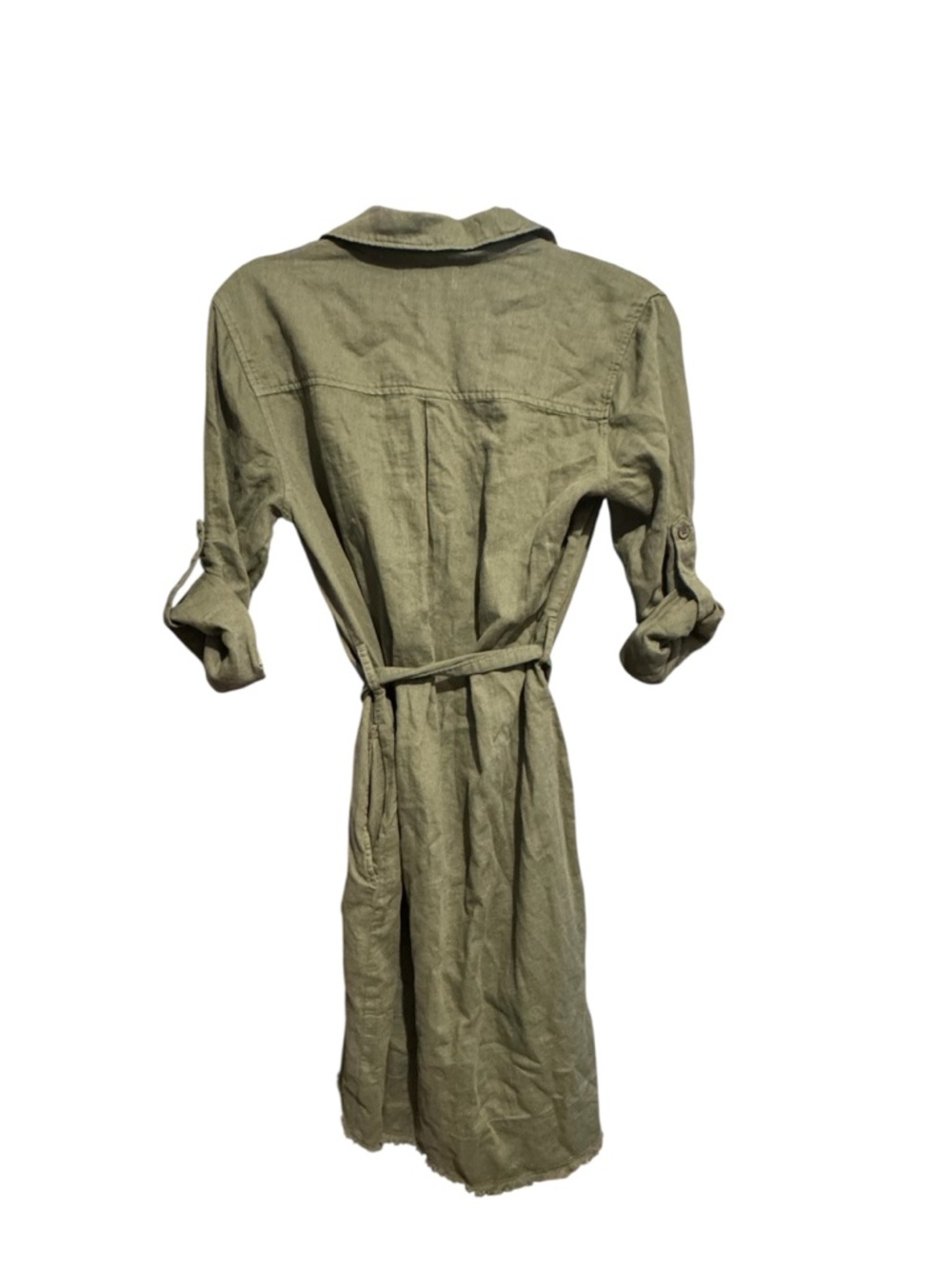 cloth & stone Olive Utility Shirt Dress with Tie Waist Sz S - Picture 2 of 5